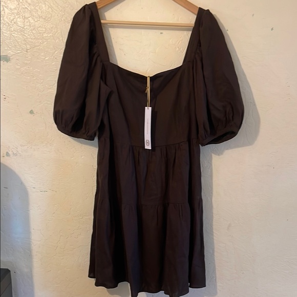 dokotoo dress Women Square Neck Tie Back Long Lantern Sleeve A-Line The Charm of the Style:EE01960BD #HandcraftedWithCare